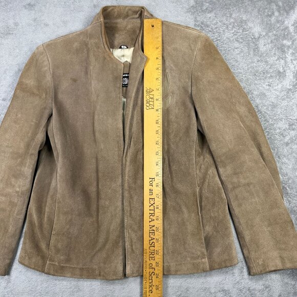Vintage Suede Leather Jacket Open Front Western Tan Distressed Sz 12 Argentina - Picture 12 of 12